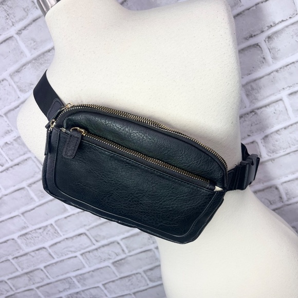 Unisex Waist Pack Crossbody Bag Adjustable Strap Triple Zipper Pocket 9"x6.5" - Picture 3 of 9